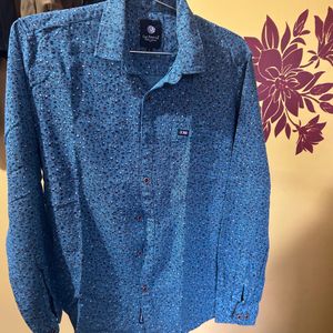 Blue Cheethah Printed Shirt With Premium Quality