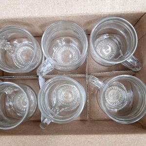 Glass Tea Coffee Cups Set Of 6