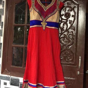 Blue And Red Kurti Set