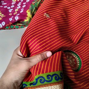 Stripe Line Saree With Blouse(Unused)