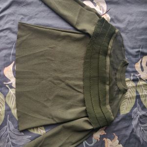 Ribbed Olive Green Fancy Top