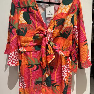 Sassafras Floral Front Tie Know Jumpsuit