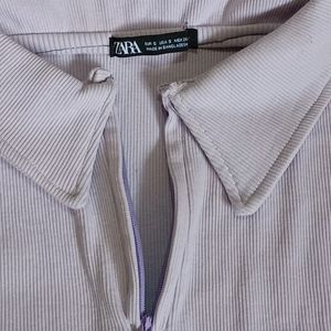 Zara Lilac Polo Crop Top