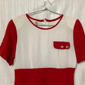 Red & White Short Sleeve Dress