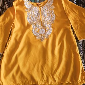 Short Kurti With White Pant 💛