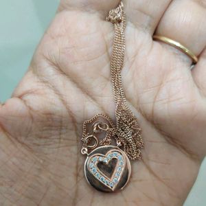 92.5 Silver Rose Gold Heart With CZs