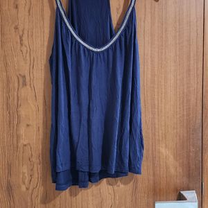 Sleeveless Party Wear Blue Top