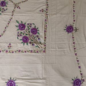 Unused Cotton Double Bedsheet With Embroidery