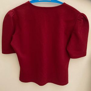 Casual V Neck Solid Colour Crop Top