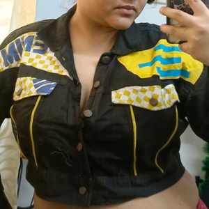 Racer Crop Denim Jacket