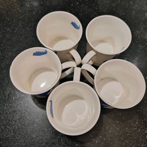 5 Tea ☕ Cups 🍵 Ceramic Made & In Good Condition