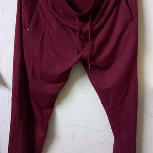 Red Track Pant With Zipper Pocket