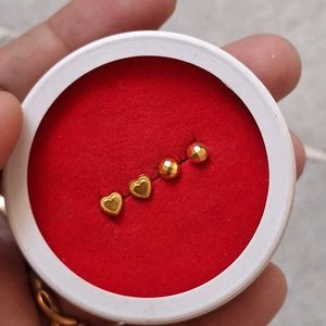 Beautiful New Heart and Dimond Cut Studs