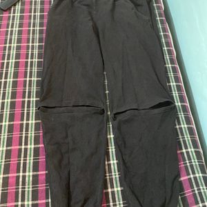 Slit Kneee Black Trouser