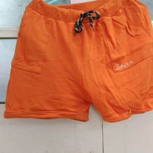 Orange Shorts With Pockets N Knot