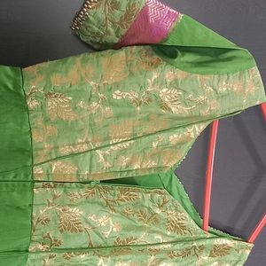 Women's Pink & Green Colour Dress Gown