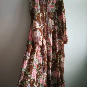 FRONT OPEN FLORAL GOWN