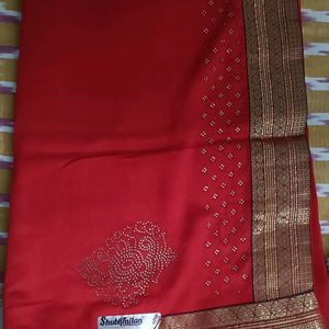 New Red Chiffon Saree