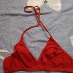 Red Tie Up Bra