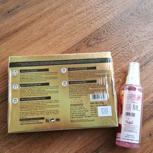 Alna Gold Shining Facial Kit And Rose Water Combo