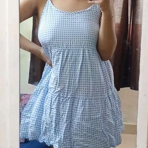 Blue White Checker Dress