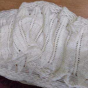 White Crochet Circular Scarf
