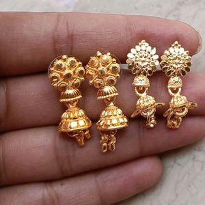 Combo Of 2 Mini Size Gold Plated Jhumki Earrings