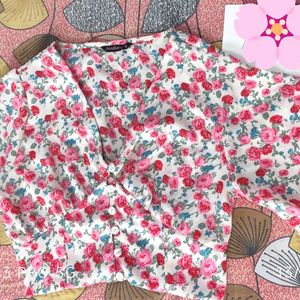 Vintage Rose Blouson Crop Top