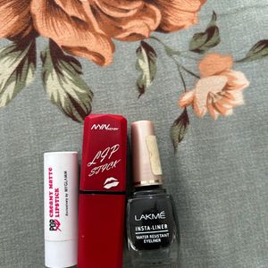 2 Lipsticks And Lakme Eyeliner