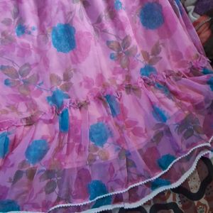 Pink Floral Gorgette Anarkali Kurta