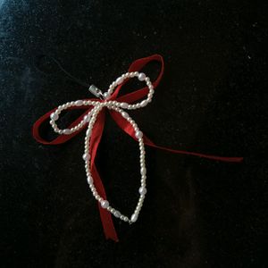 Ribbon Bow Pearl Phone Charm