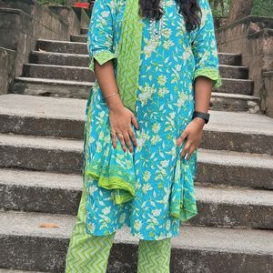 Cotton Dress With Pant And Dupatta