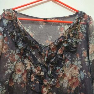 Vintage Floral Transparent Top