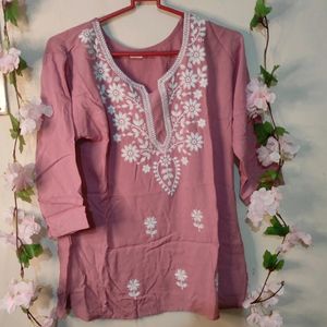 Short Length Chikankari Kurti.