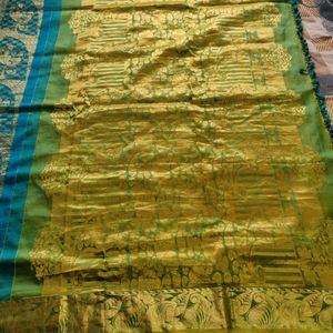 Blue And Green Silk Saree