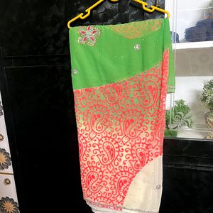 Saree With H Stone Work