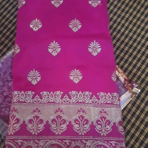 Unstitched Rose Pink Suit With Embroidery