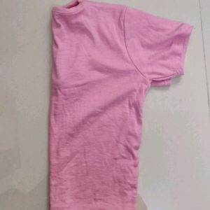 Pink Deep Neck Stretchable Top