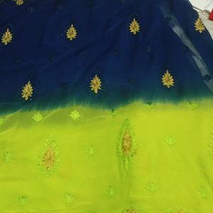 Women Embroidered 2 Shade Saree