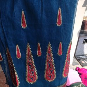 Multi Design Blue Saree