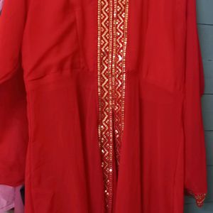 Its Red Colour Front Cut Long Kurta