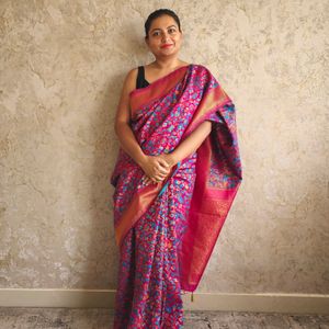 Beautiful Pink Pashmina Silk Saree