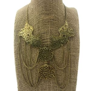 Gold Filigree Chained Necklace