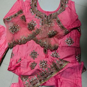 Coral Pink Gota Patti Kurta Pant & dupatta