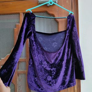 Whimsigoth 90s purple Velvet Top backless