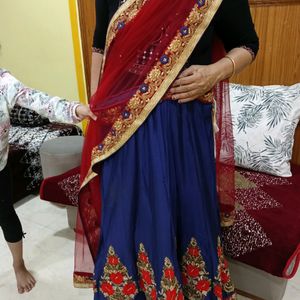 Blue Lehenga With Red Blouse