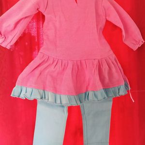 Baby Girl Dress With Sleeves Pink And Blue