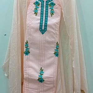 Peach Colour All Over Suit With Chiffon Dupatta