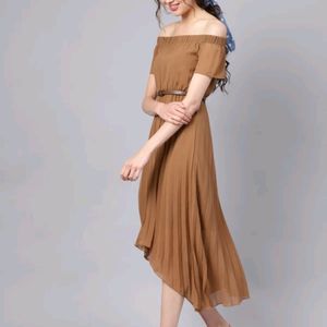 Brown Off Shoulder Dress