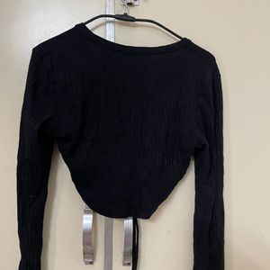 Black Long Sleeve Ruched Top